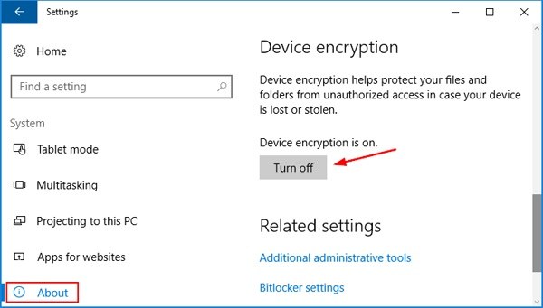 Remove Bitlocker Windows 10